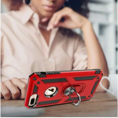 Vista 6 de KKRD - Funda para teléfono compatible con iPhone 8 Plus/iPhone 7 Plus, con protección contra golpes, anillo de soporte, color rojo