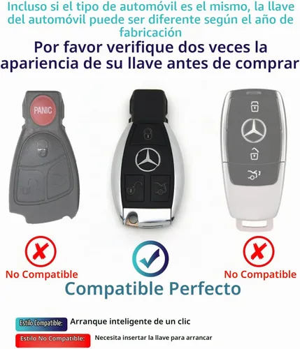 Vista 2 de Creativity Funda para llave de Mercedes Benz. Hermosa funda de TPU compatible con CLS CLK AMG ML C CL E S SL SLK G GLC GLE GLS M R Smart Remote Key