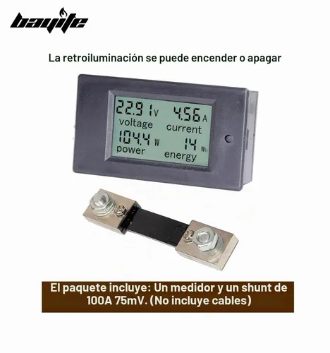 Vista 2 de DC 8-100V 0-100A Amp Meter Voltímetro Monitor de batería