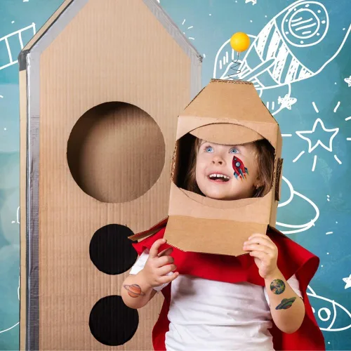 Vista 6 de 120 tatuajes temporales de galaxia con purpurina para niños y niños, 12 hojas de tatuajes del espacio exterior para niños, suministros de fiesta