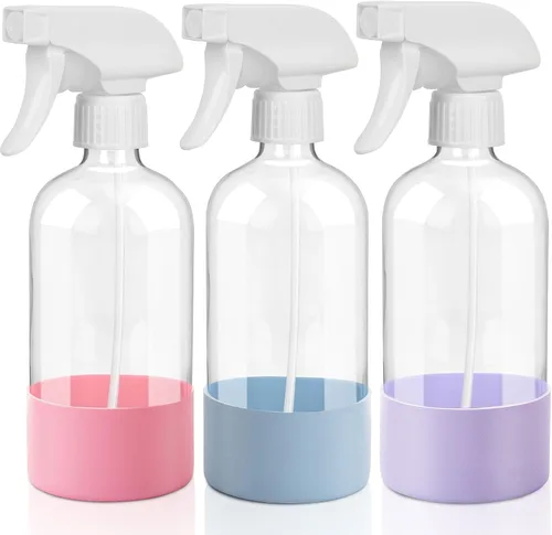 Vista 16 de UUJOLY Botella pulverizadora de plástico de 17 onzas, botellas de spray vacías, recipiente transparente recargable para agua, aceites esenciales