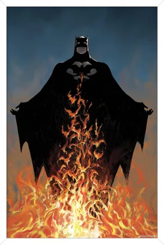Vista 13 de Trends International DC Comics Batman - Póster de pared de fuego, 22.4 pulgadas de largo x 14.7 pulgadas, versión enmarcada de madera de granero