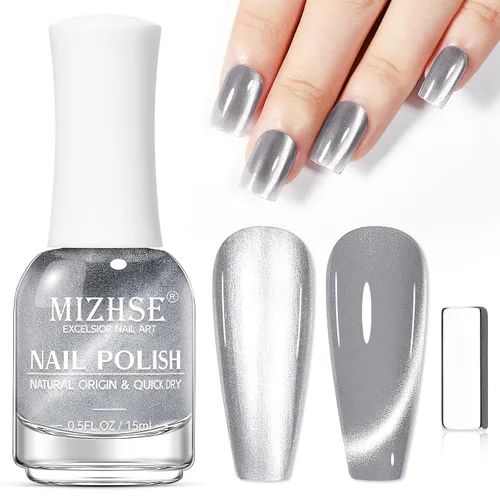 Vista 13 de MIZHSE Esmalte de uñas 9D de secado rápido, esmalte de uñas magnético azul-violeta