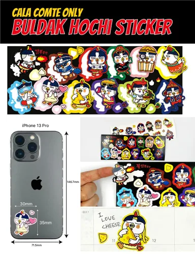 Vista 2 de ***12 tipos de calcomanías de personajes Buldak 'Hochi'*** Quattro Cheese Buldak salteados fideos salteados Big Bowl 2 unidades + salsa Buldak 2