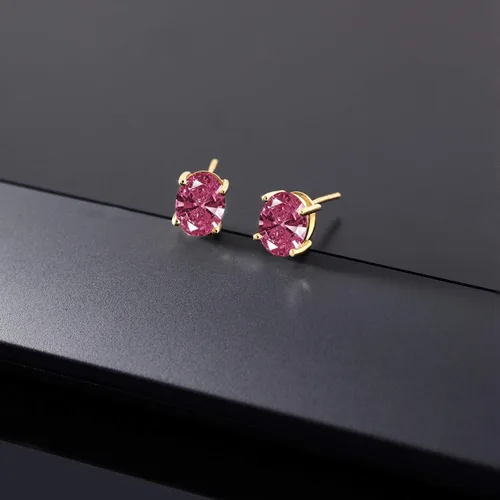 Vista 156 de Gem Stone King Aretes de oro de 14 quilates con piedra natal ovalada de 0.315 x 0.236 in Aretes de oro para mujer