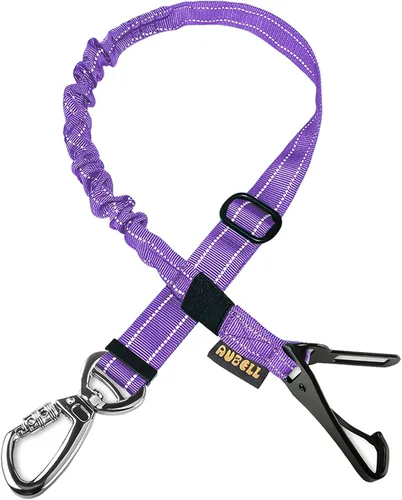 Vista 19 de AUBELL Cinturón de seguridad para perro, 3 en 1, ajustable, reflectante, resistente, arnés de perro con gancho de clip, cierre y hebilla, mosquetón