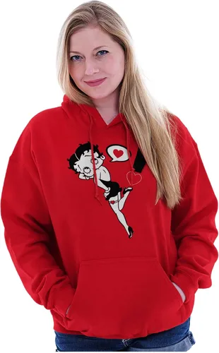 Vista 4 de Brisco Brands Betty Boop Love Heart Exclamation Sudadera con capucha para mujer
