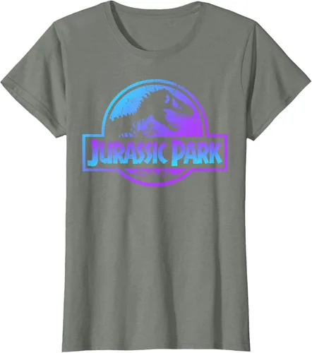 Vista 18 de Jurassic Park Camiseta de manga corta con logotipo Fossil azul y morado Negro