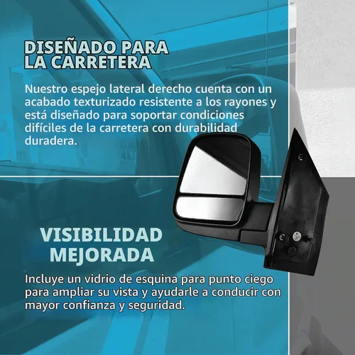Vista 4 de Dependable Direct Espejo lateral del lado del conductor compatible con Chevy Express, GMC Savana 1500 08-14 y Chevy Express, GMC Savana 2500/3500