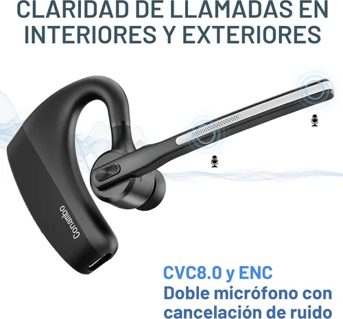 Vista 3 de Conambo Auriculares Bluetooth 5.2 con CVC8.0 Dual Mic Cancelación de Ruido Auricular Bluetooth 16Hrs Talktime Auriculares Inalámbricos para Camión