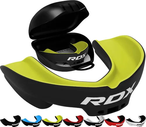 Vista 14 de RDX Protector Bucal para Boxeo MMA Kickboxing Muay Thai Judo Karate - Protector de Mandíbula con Funda de Almacenamiento para Adultos, Artes