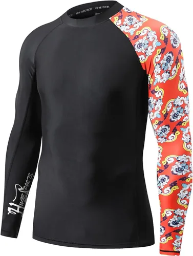 Vista 25 de HUGE SPORTS Camiseta de protección contra erupciones de manga larga para hombre UPF 50+ con protección UV, de secado rápido, con costuras