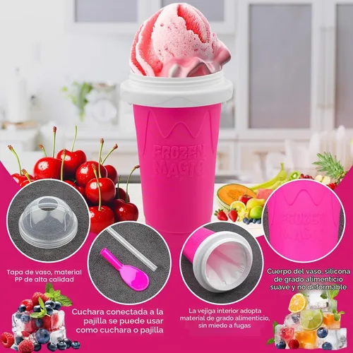 Vista 6 de 3 Vasos Hacedores de Granizados DIY – Vasos Mágicos de Smoothies Congelados Rápidos para Batidos de Leche Caseros y Hacedor de Helado, Vaso