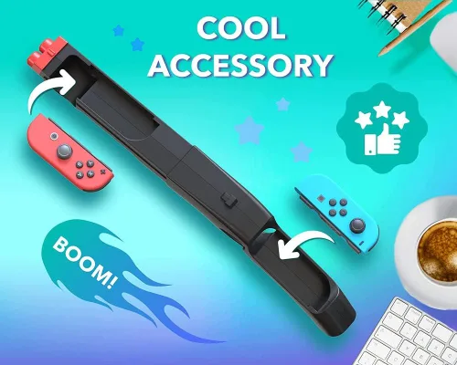 Vista 8 de Skywin Gun Controller for N-Switch JoyCons - Compatible with Nintendo Switch Gun Shooting Games (Black)