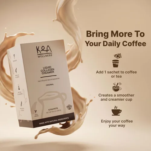 Vista 6 de Crema de café con colágeno líquido totalmente natural, péptidos bovinos y marinos de primera calidad (tipos I, II, III) para cabello, piel, uñas