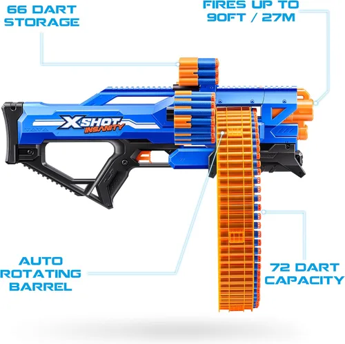 Vista 3 de XSHOT Insanity Mad Mega Barrel Blaster Caja Abierta, Emocionante Pistola de Juguete para Niños, Ideal para Diversión al Aire Libre y Aventuras