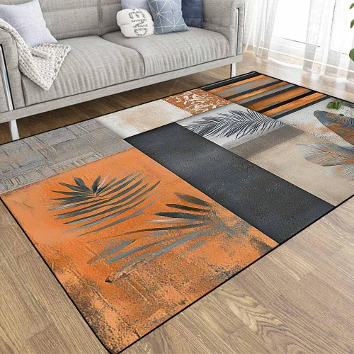 Vista 61 de TOMWISH - Alfombra abstracta pintada a mano en blanco y negro con pintura dorada, sala de estar, dormitorio, decoración de suelo, alfombra