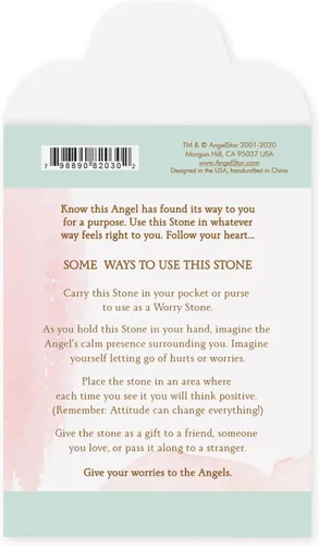 Vista 4 de Courage Angel Worry Stone, 1.5 pulgadas de alto x 1.5 pulgadas de ancho, blanco