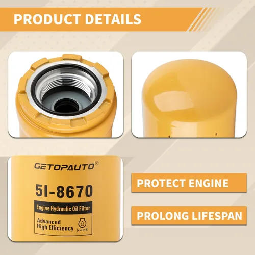 Vista 7 de GETOPAUTO Filtro hidráulico 5I-8670 BT9464 HF35519 compatible con excavadora Caterpillar CAT E320d p573481