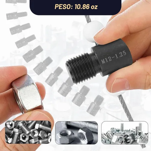 Vista 6 de Comprobador de roscas de tuercas y pernos, 26 calibres macho/hembra, 14 pulgadas y 12 métricas para comprobar rápidamente tuercas y pernos
