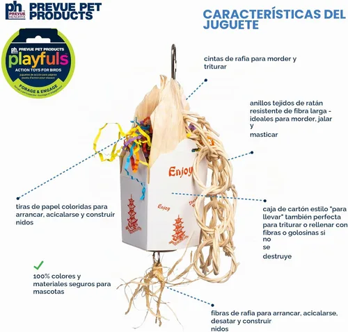 Vista 3 de Prevue Pet Products Juguete para llevar, juguetes para pájaros de forraje y participación, accesorios de jaula para loros, conures, cacatúas