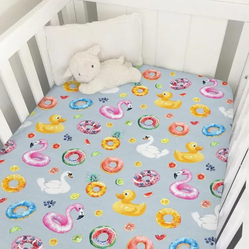 Vista 10 de Sábana bajera ajustable para cuna de bebé, diseño bohemio de animales marinos, 52 x 28 pulgadas, ballena, delfín, medusa, caballo marino, tortuga