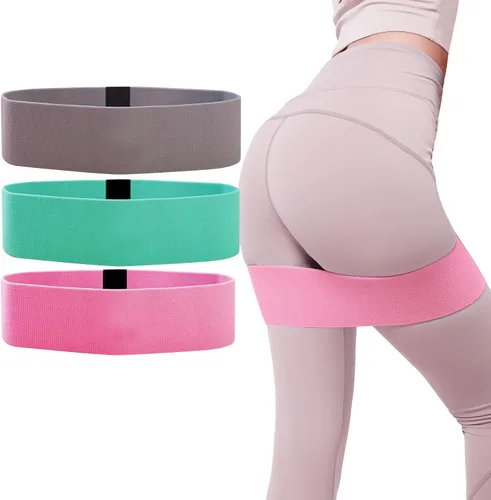 Vista 8 de Bandas de resistencia de tela, bandas elásticas de diferentes niveles, bandas moldeadoras de cadera y piernas, adecuadas para yoga, rehabilitación
