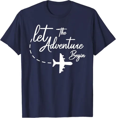 Vista 50 de Let The Adventure Begin - Camiseta inspiradora en modo de viaje en avión, Negro, S