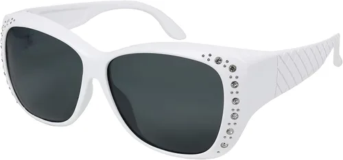 Vista 9 de Sunglasses that Fit Over Glasses for Women UV Protection Polarized and HD Vision Fitover Eyeglasses Paquete de 1: Marco negro con lente de espejo