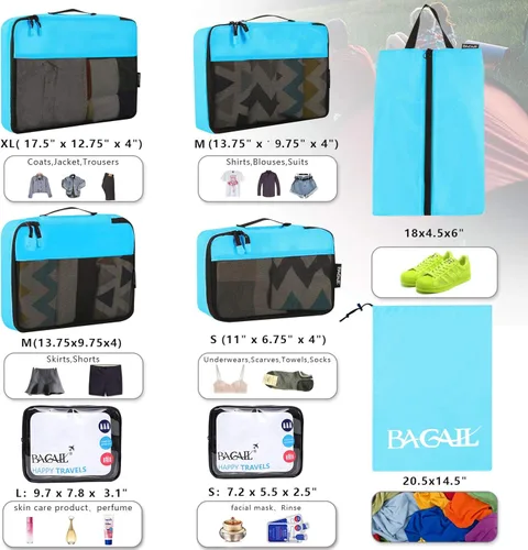 Vista 2 de Bagail - Conjunto de 6 8 organizadores de equipaje cubos de empaque para accesorios de viaje