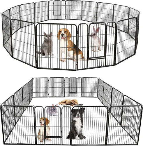 Vista 10 de ZENY Vallas para perros para el patio, campamento, corrales para perros al aire libre, corral para perros en interiores, 8 paneles para perros