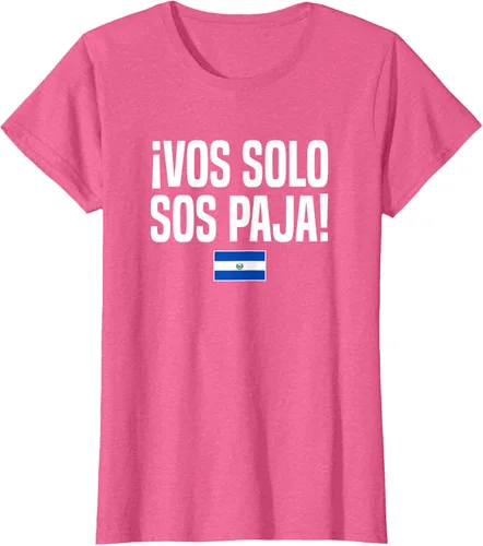 Vista 66 de Camiseta Vos Solo Sos Paja Salvadoran Slang Bandera de El Salvador, Negro