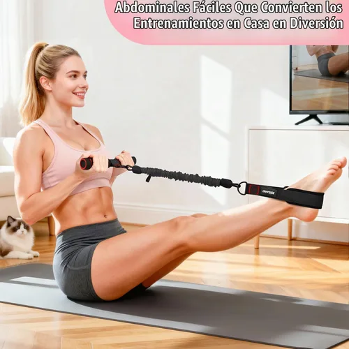 Vista 2 de Banda de resistencia de pedal multifunción mejorada con asa, 3 bandas de resistencia ajustables de tubo para abdomen, cintura, brazo, núcleo/ABS