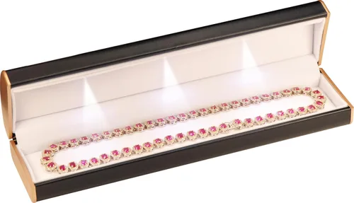 Vista 3 de Caja de pulsera negra con tres luces LED para cumpleaños, día de San Valentín, día de la madre, día del padre, Navidad... pulsera LED de lujo