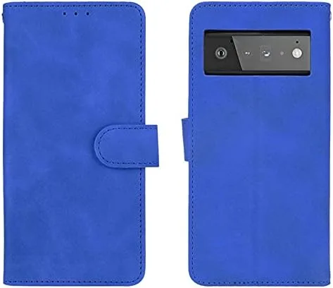 Vista 8 de Compatible con Google Pixel 6A, cubierta trasera magnética de piel, plegable, con ranura para tarjetero, para Google Pixel 6A