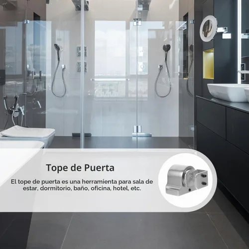 Vista 8 de Angoily Tope magnético para puerta de ducha, tope de puerta de montaje en piso con accesorios, tope de puerta de vidrio deslizante adhesivo sin