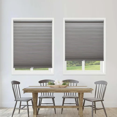 Vista 9 de Linen Avenue Persiana opaca celular inalámbrica de arriba hacia arriba de abajo 18 1/2 pulgadas de ancho x 48 pulgadas de alto, color blanco