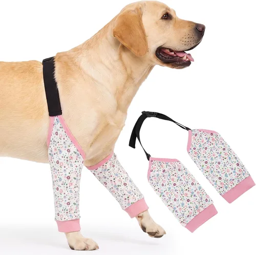 Vista 7 de ROZKITCH Manga de pierna para cirugía de perro para piernas delanteras, protector de rodilla para evitar lamer la herida, codo de herida, manga