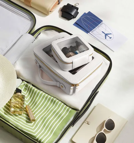 Vista 5 de LETGO Bolsas de Maquillaje Transparentes, Bolsa de Aseo Aprobada por la TSA con Cierre, Organizador de Maquillaje Transparente de Gran Capacidad