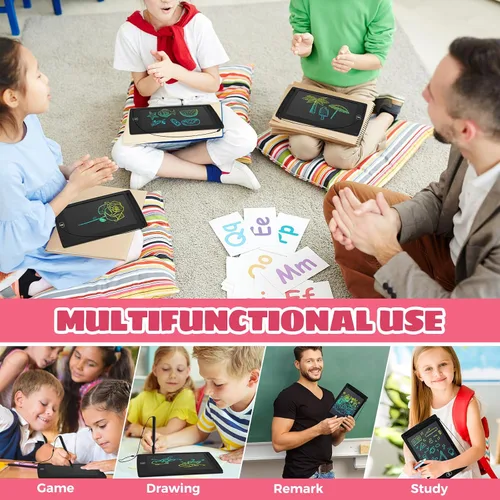 Vista 4 de Zhehao 32 tabletas de escritura LCD para niños a granel de 8.5 pulgadas, tablero de garabatos colorido borrable, juguete educativo, regalo de Negro
