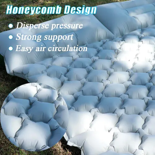 Vista 5 de Colchoneta de dormir inflable con almohada, almohadilla de campamento con bomba de pie incorporada, almohadilla de colchón ligera para acampar