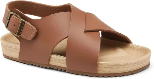 Vista 2 de Cubufly Sandalias para niños con tiras cruzadas y puntera abierta, zapatos de verano para uso en interiores y exteriores, para niños pequeños