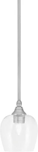 Vista 225 de Toltec Lighting Tallo Colgado Mini colgante, acabado de cobre negro, 3.5" cuadrado humo burbuja vidrio