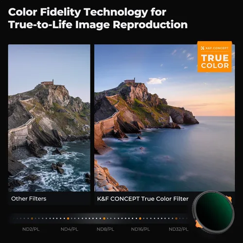 Vista 3 de K&F CONCEPT 82mm True Color Variable ND2-32 & Polarizer in 1 Lens Filter