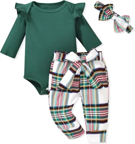 Vista 39 de Aalizzwell Conjunto de mameluco acanalado para bebé recién nacido prematuro para otoño e invierno