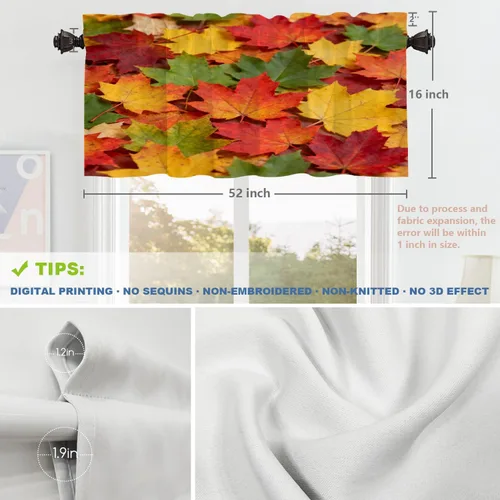 Vista 46 de Shrahala Orange Autumn Autumn Blackout Curtain Tiers, Fall Kitchen Valance Light Blocking Tier Drapes with Rod Pocket, 2 Pack 26 X 24 in