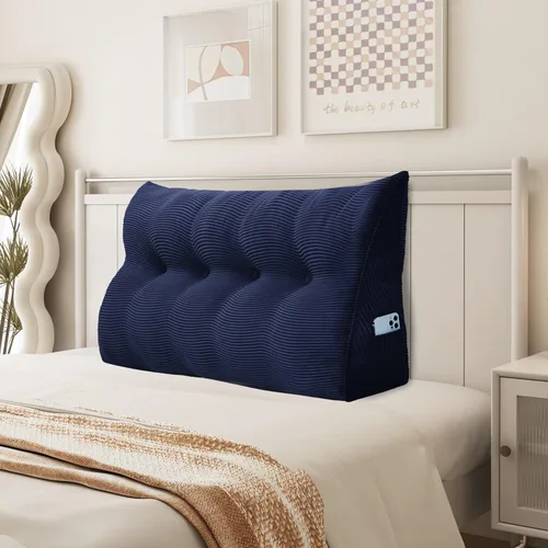 Vista 25 de Almohada de cuña para sentarse en la cama, almohada de lectura para adultos, soporte para respaldo, almohada de cabecero, sofá cama, cojín de Negro