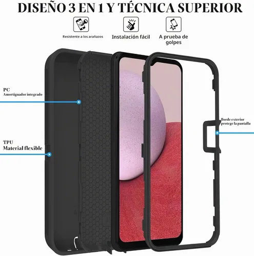 Vista 6 de ONOLA Funda compatible con Samsung Galaxy A14 5G con protector de pantalla HD, resistente a los golpes y a las caídas, funda de 3 capas para Samsung