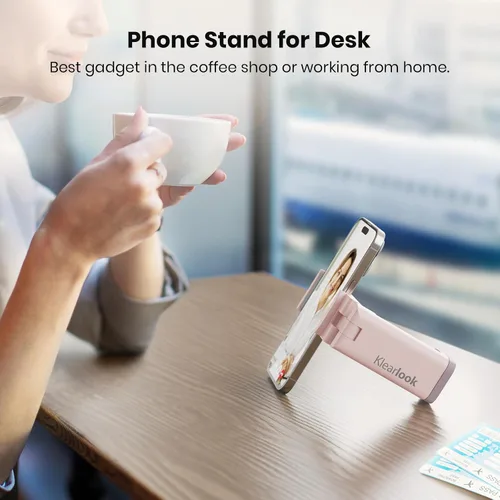 Vista 4 de Klearlook - Paquete de 2 soportes universales para teléfono de avión, soporte giratorio de 360° para mesa y escritorio de bandeja de avión, soporte