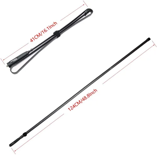 Vista 5 de Abbree SMA - Antena de banda dual hembra VHF/UHF 144/430 MHz antena de látigo suave de alta ganancia para radio bidireccional Baofeng UV-5R UV-82.